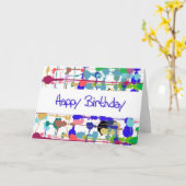 Kleur-plash Birthday-Kaart (groot afdrukken) Kaart (Gele Bloem)