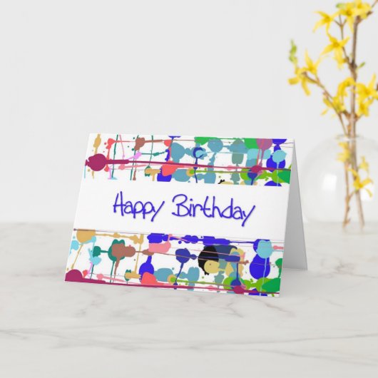 Kleur-plash Birthday-Kaart (groot afdrukken) Kaart (Gele Bloem)