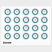 Kleur Pop Aqua Monogram Initiaal Sticker (Vel)