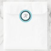 Kleur Pop Aqua Monogram Initiaal Sticker (Tas)