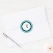 Kleur Pop Aqua Monogram Initiaal Sticker (Envelop)