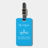Kleur Pop Blue Pageant Kroon Aangepaste Bagage Lab Bagagelabel (Voorkant verticaal)