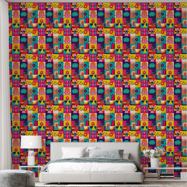 Kleur Pop Checkered Bliss Bold Patterns Behang (Slaapkamer)