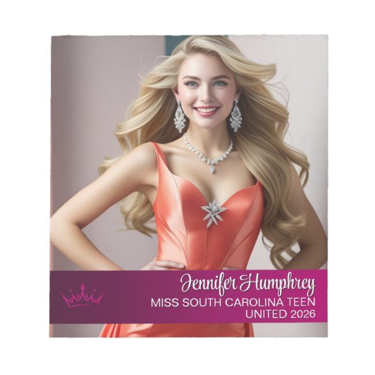 Kleur Pop Custom Pageant Autograph Pad Notitieblok (Voorkant)