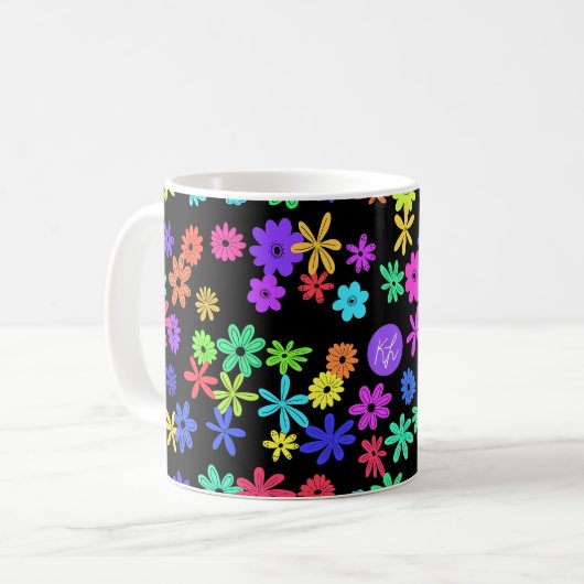 Kleur Pop Cute Flowers Personalized Coffee Mok (Voorkant links)