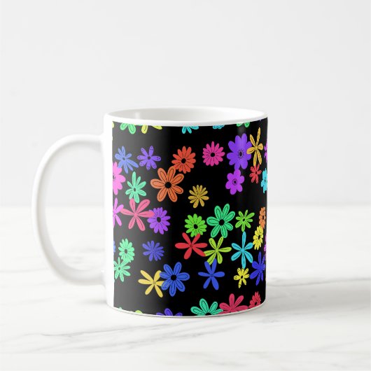 Kleur Pop Cute Flowers Personalized Coffee Mok (Links)