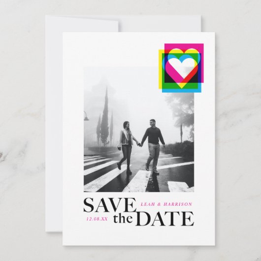 Kleur Pop Flat Save The Date Kaart (Voorkant)