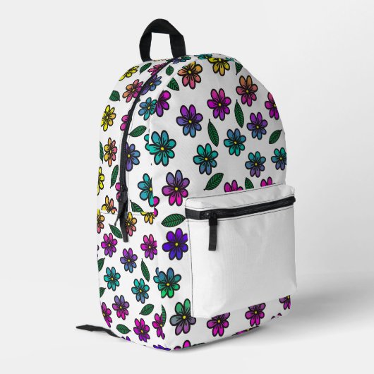 Kleur Pop Flower Bedrukte Rugzak (Achterkant Hoek Links)