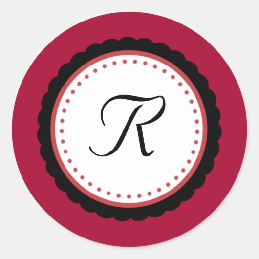 Kleur Pop Fuchsia Monogram Initiaal Sticker (Voorkant)