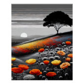 Kleur-Pop Hillside at Sunset – Artistic Landscape Perfect Poster (Voorkant)