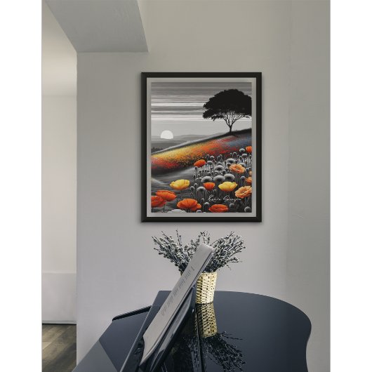 Kleur-Pop Hillside at Sunset – Artistic Landscape Perfect Poster