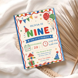 Kleur Pop NINE Verjaardagsfeestje Kaart
