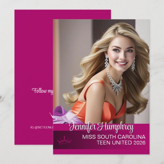 Kleur Pop Pageant Autograph Kaart (Voorkant / Achterkant)