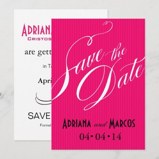 Kleur Pop Pinstripe Handtekening Bewaar Datum fuch Kaart (Voorkant / Achterkant)