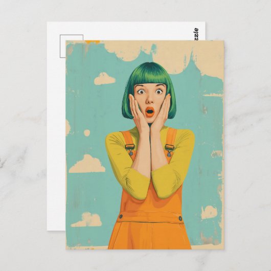 Kleur Pop Retro Shock Briefkaart (Voorkant / Achterkant)