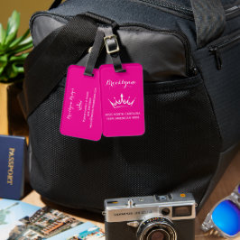 Kleur Pop Roze Pageant Kroon Aangepaste Bagage Lab Bagagelabel