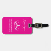 Kleur Pop Roze Pageant Kroon Aangepaste Bagage Lab Bagagelabel (Voorkant horizontaal)