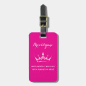 Kleur Pop Roze Pageant Kroon Aangepaste Bagage Lab Bagagelabel (Voorkant verticaal)