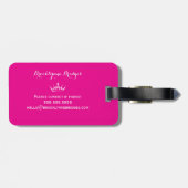 Kleur Pop Roze Pageant Kroon Aangepaste Bagage Lab Bagagelabel (Achterkant horizontaal)
