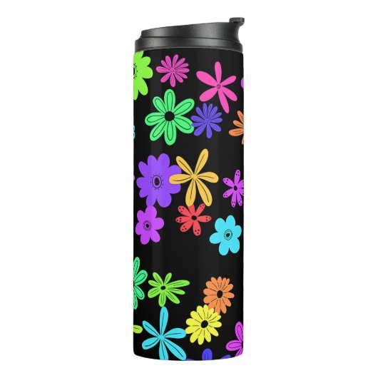 Kleur Pop Schattigee Bloemen Gepersonaliseerde The Thermosbeker (Gedraaid links)