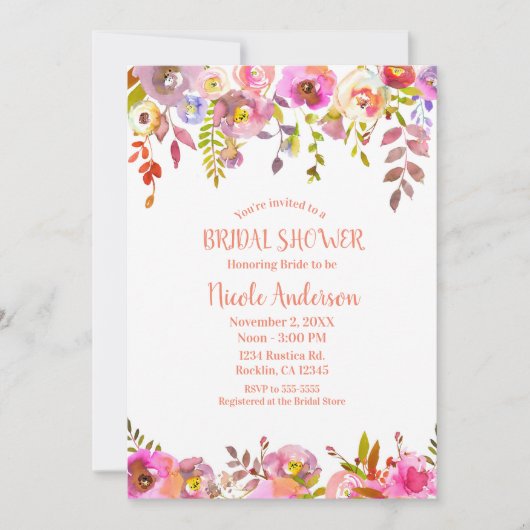 Kleur Pop Sinaasappel Roze Spring Flower Vrijgezel Kaart (Voorkant)