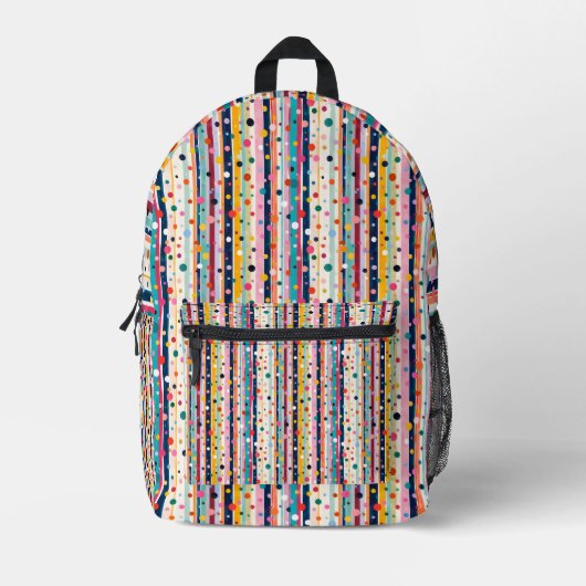 Kleur Pop Stip Streep Patroon Bedrukte Rugzak (Voorkant)