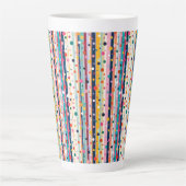 Kleur Pop Stip Streep Patroon Latte Mok (Voorkant)