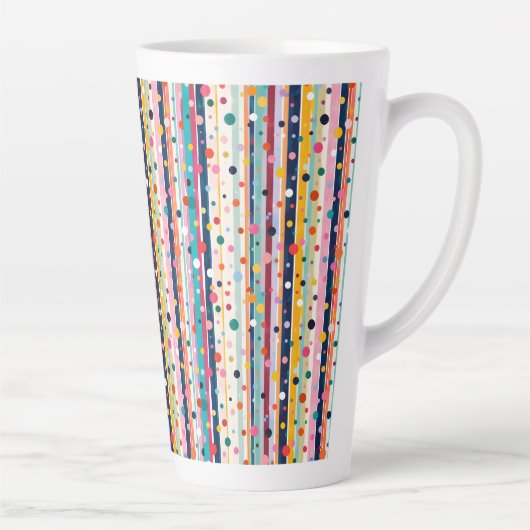 Kleur Pop Stip Streep Patroon Latte Mok (Rechts)