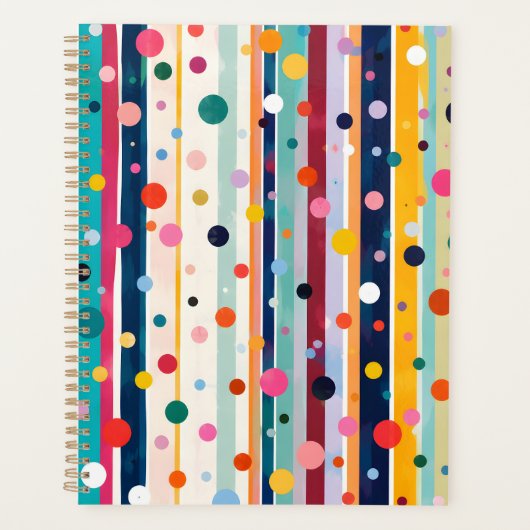 Kleur Pop Stip Streep Patroon Planner (Voorkant)