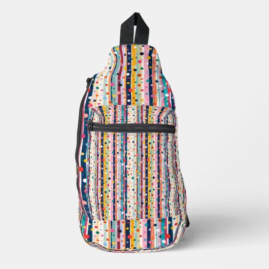 Kleur Pop Stip Streep Patroon Sling Bag (Voorkant)
