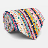Kleur Pop Stip Streep Patroon Stropdas (Opgerold)