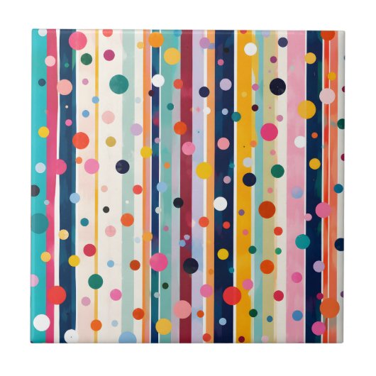 Kleur Pop Stip Streep Patroon Tegeltje (Voorkant)