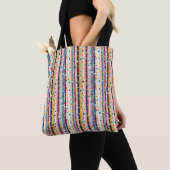 Kleur Pop Stip Streep Patroon Tote Bag (Dichtbij)