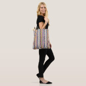 Kleur Pop Stip Streep Patroon Tote Bag (Op model)
