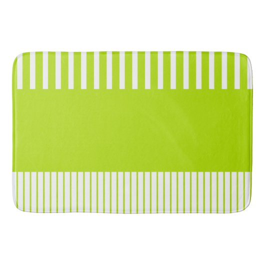 Kleur Pop Strepen in Lime Groen en Wit Badmat (Voorkant)