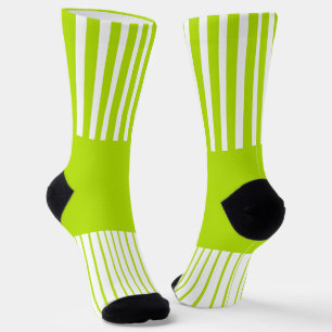 Kleur Pop Strepen in Lime Groen en Wit Sokken