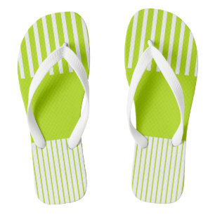 Kleur Pop Strepen in Lime Groen en Wit Teenslippers
