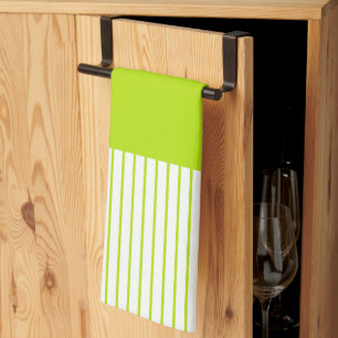 Kleur Pop Strepen in Lime Groen en Wit Theedoek