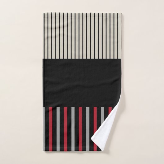 Kleur Pop Stripes-Red, grijs, zwart en zwart wit Bad Handdoek (Handdoek)