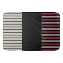Kleur Pop Stripes-Red, grijs, zwart en zwart wit Badmat