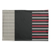 Kleur Pop Stripes-Red, grijs, zwart en zwart wit Kussensloop (Achterkant-Links)
