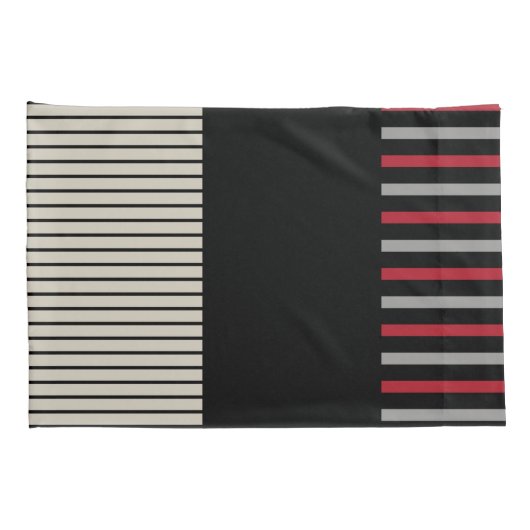 Kleur Pop Stripes-Red, grijs, zwart en zwart wit Kussensloop (Achterkant-Rechts)