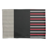 Kleur Pop Stripes-Red, grijs, zwart en zwart wit Kussensloop (Voorkant-Links)
