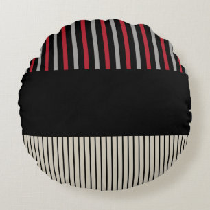 Kleur Pop Stripes-Red, grijs, zwart en zwart wit Rond Kussen