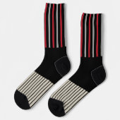 Kleur Pop Stripes-Red, grijs, zwart en zwart wit Sokken (Links)