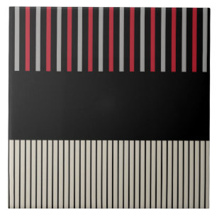Kleur Pop Stripes-Red, grijs, zwart en zwart wit Tegeltje