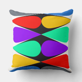 Kleur-Pop Teardrop Geometrie op Black Diamond Stri Kussen