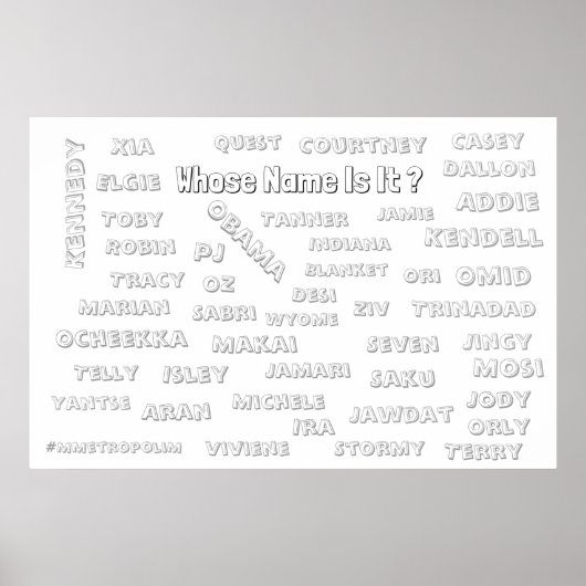 Kleur Poster 36x24 met Unisex-namen (Voorkant)