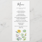 Kleur Potlood Art Bloemen Rozen Bruiloft Menu Kaar (Voorkant)
