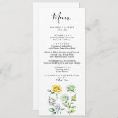 Kleur Potlood Art Bloemen Rozen Bruiloft Menu Kaar (Voorkant / Achterkant)